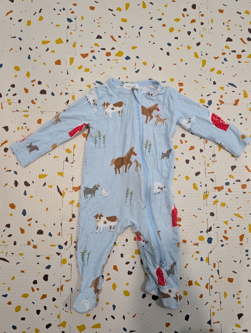 Angel Dear Bamboo Pj's 0-3 Months Farm Print